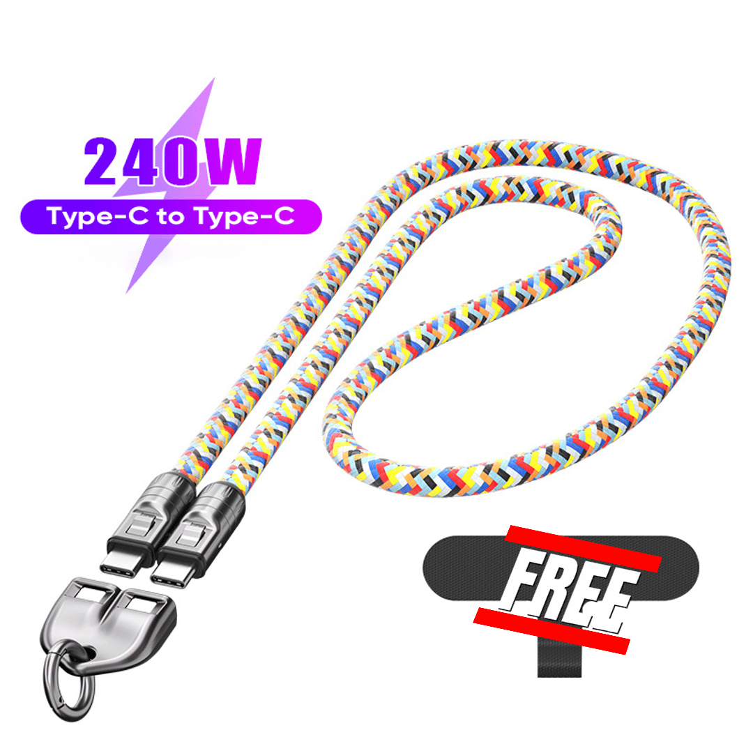 🔥Heißer Verkauf - 49% Rabatt⚡240W Lanyard Schnellladekabel mit Diebstahlsicherung