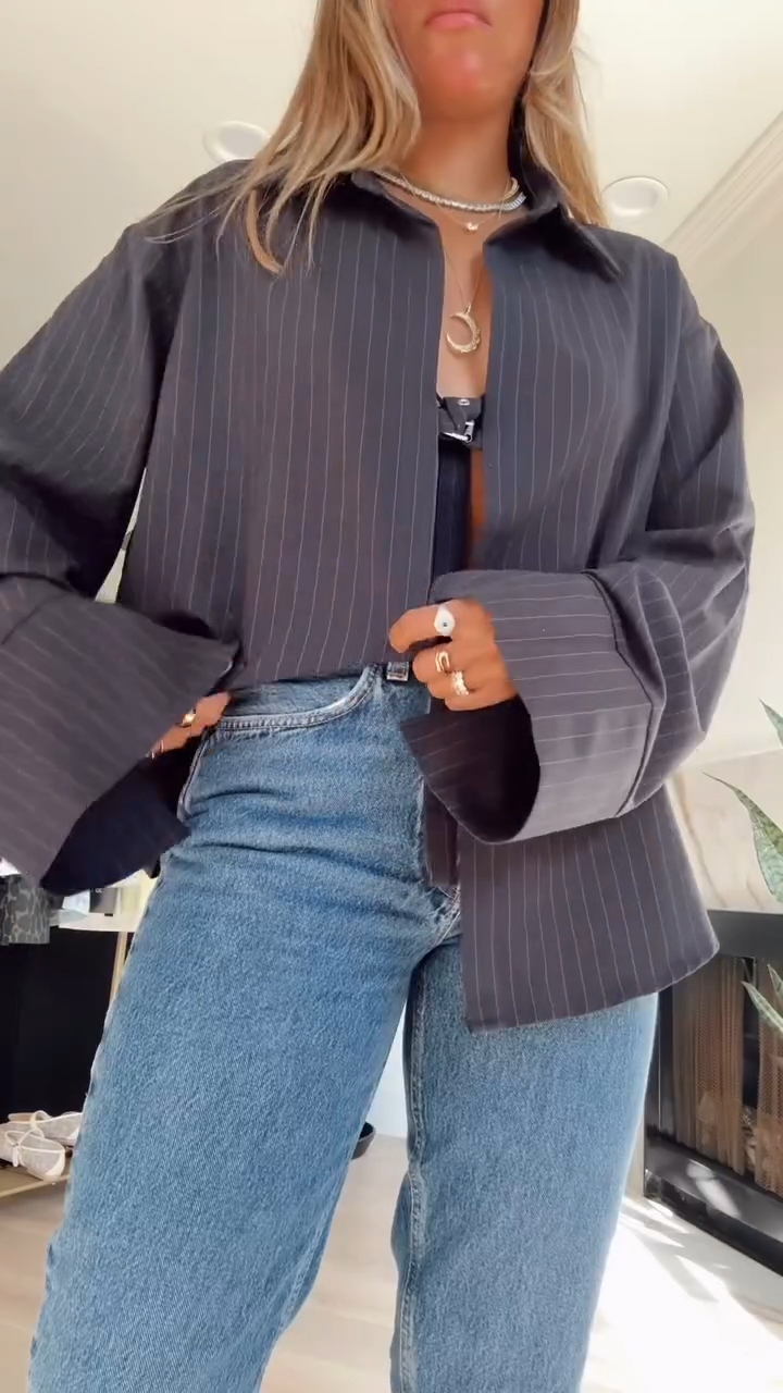 Ladies Lapel Striped Fashion Shirt