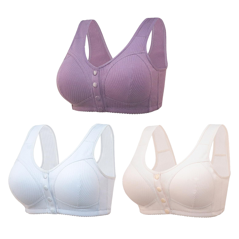 🎉Buy 1 Get 3 (3packs) - COMFORTABLE FRONT-CLOSURE WIRELESS PLUS SIZE BUTTON BRA