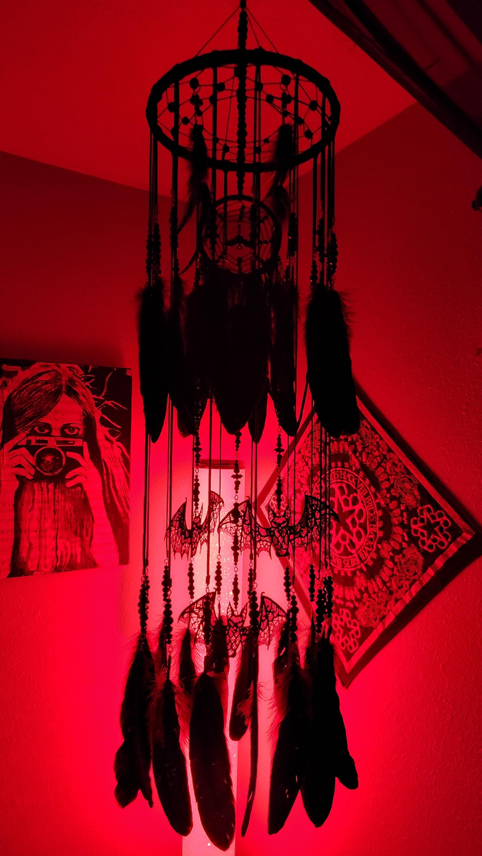 🎁TikTok Last Day Sale - 70% OFF🖤Gothic Black DreamCatcher Mobile with Crystals & Bats🎁Buy 2 Free Shipping