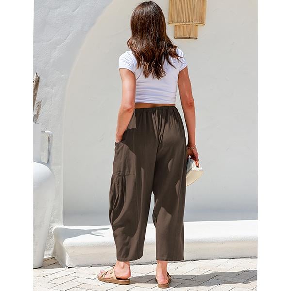 🎁 Letzter Tag Aktion 50% RABATT– Damen Leinenhose mit weitem Bein und Taschen