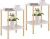 Apicizon 2 Tier End Table, Boho Side Table with Storage Shelf, Nightstand Bedside Table for Small Spaces, Bedroom, Living Room, Entryway, Farmhouse, Easy Assembly, Natural