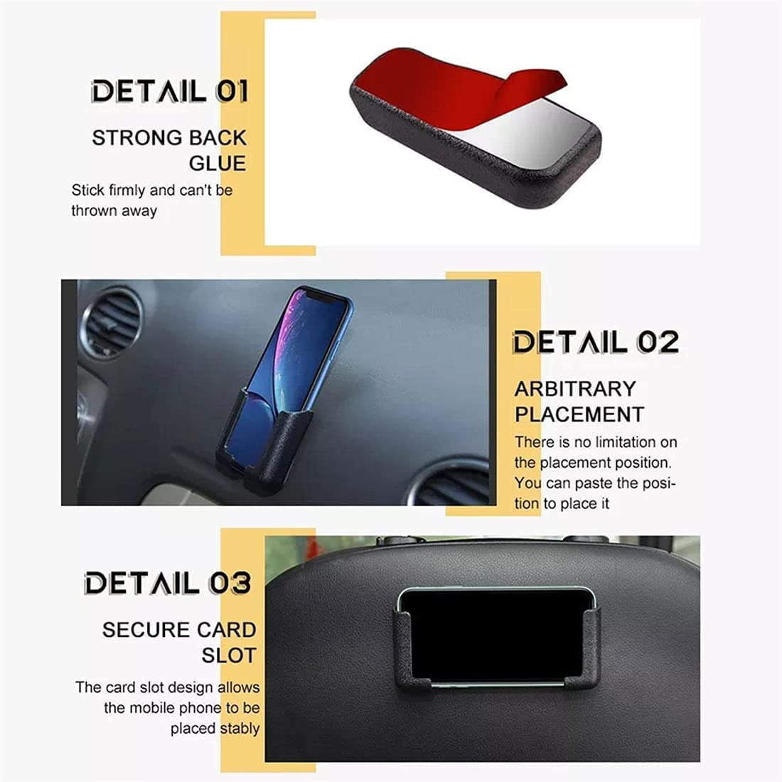 (🔥Last Day Promo - Buy 2 Get 1 Free🔥) Self Adhesive Dashboard Mount Car Phone Holder [2 Pairs]