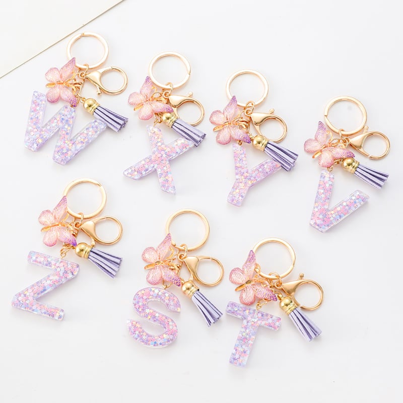 🔥Last Day 50% OFF - Butterfly Letter Keychain Tassel Design Vibrant Durable Lightweight Gift
