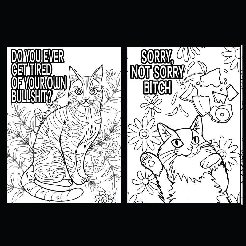 😹Funny Kitty Memes Coloring Book For Adult Relaxation