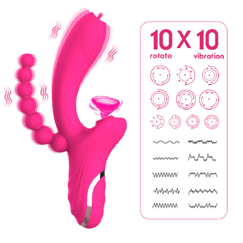 SHEMESIX - Female Masturbation Vibrator 3 in 1 Tongue Sucking Dual Headed Vibrator