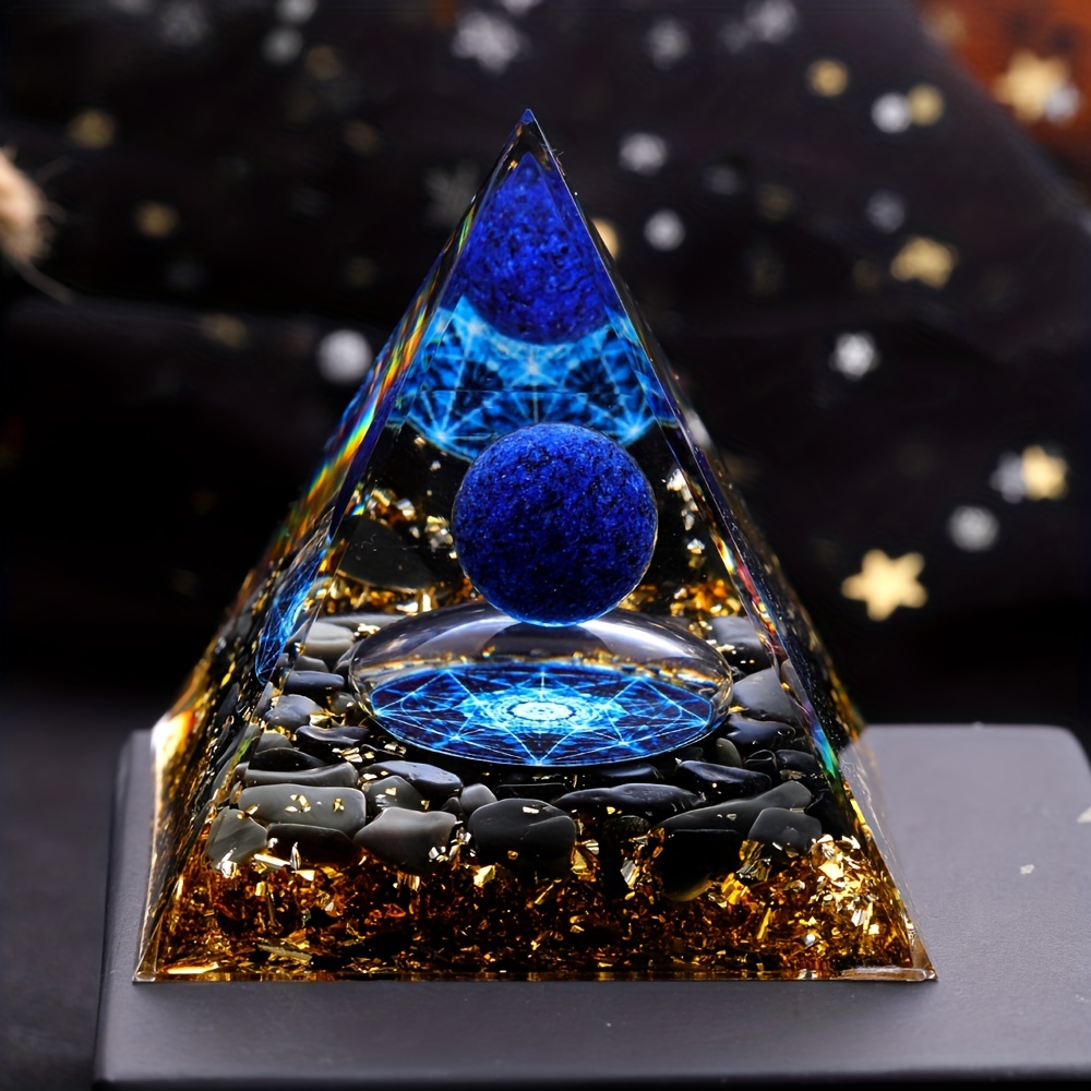 🔥Last Day Promotion 50% OFF -🎁- 💎💎💎Natural Stone Pyramid Inlaid With Lapis Lazuli Ball Decoration🌠