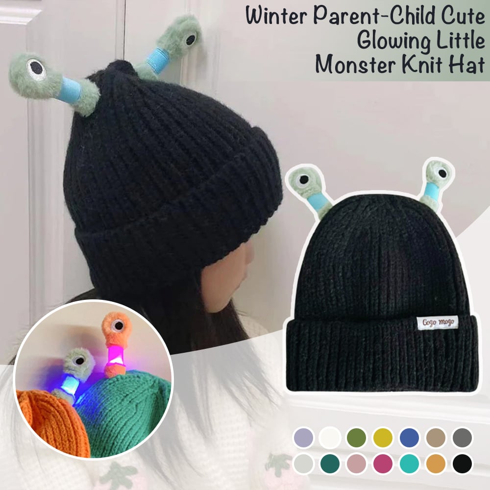 🔥Last Day Promotion - 70% OFF🎁Winter Parent-Child Cute Glowing Little Monster Knit Hat👽