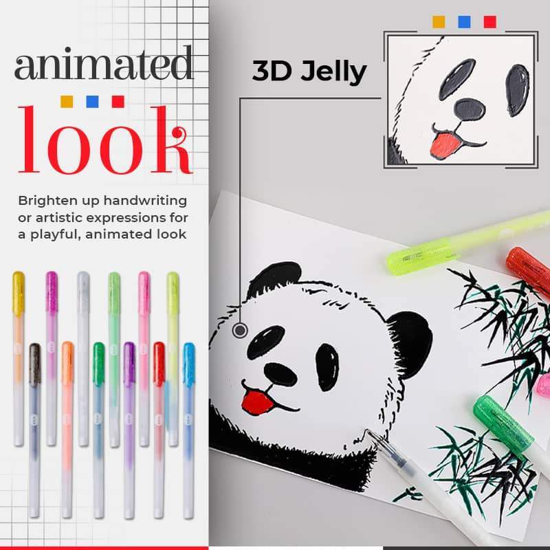 3D Glossy Jelly Ink Pen (12Pcs /pack)