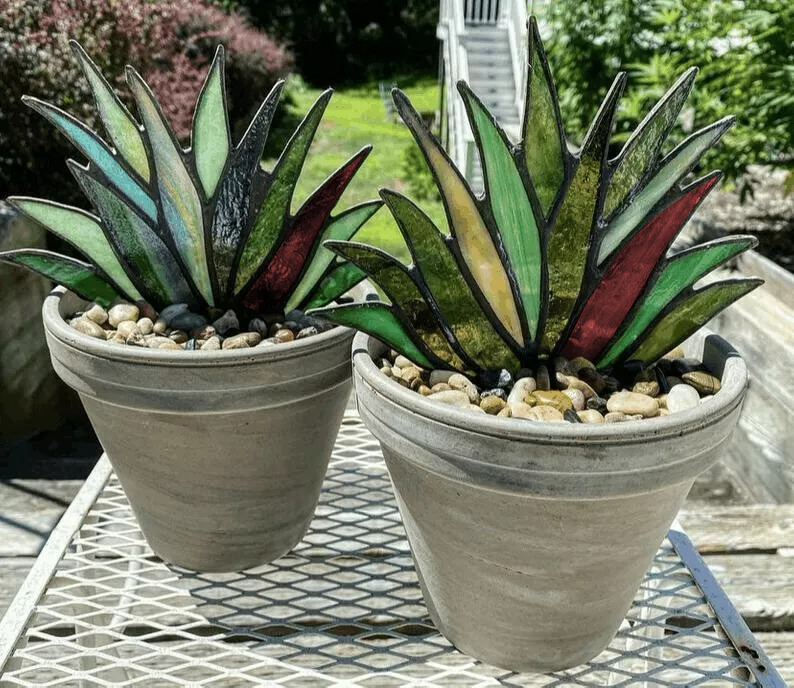 Handmade Suncatcher Stained Agave Plante