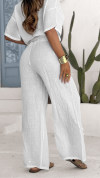 Women's Round Neck Short Sleeve Cotton and Linen Casual Suit