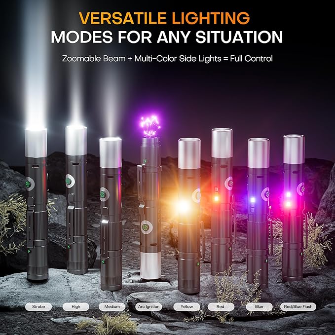 🔥Hot Sellng🔥3-in-1 Flashlight with Stun Arc & Siren Alarm