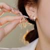 PANSHI Sterling Silver Post Cubic Zirconia Half Hoop Stud Earrings Looks Like 4 Gold Hoop Earrings for Women