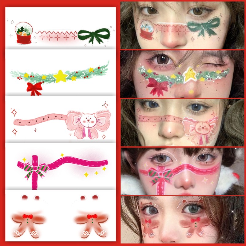 🎄Christmas Sale- SAVE 50% OFF🎄Christmas Customization - Christmas Creative Makeup Stickers(5 PCS)⛄
