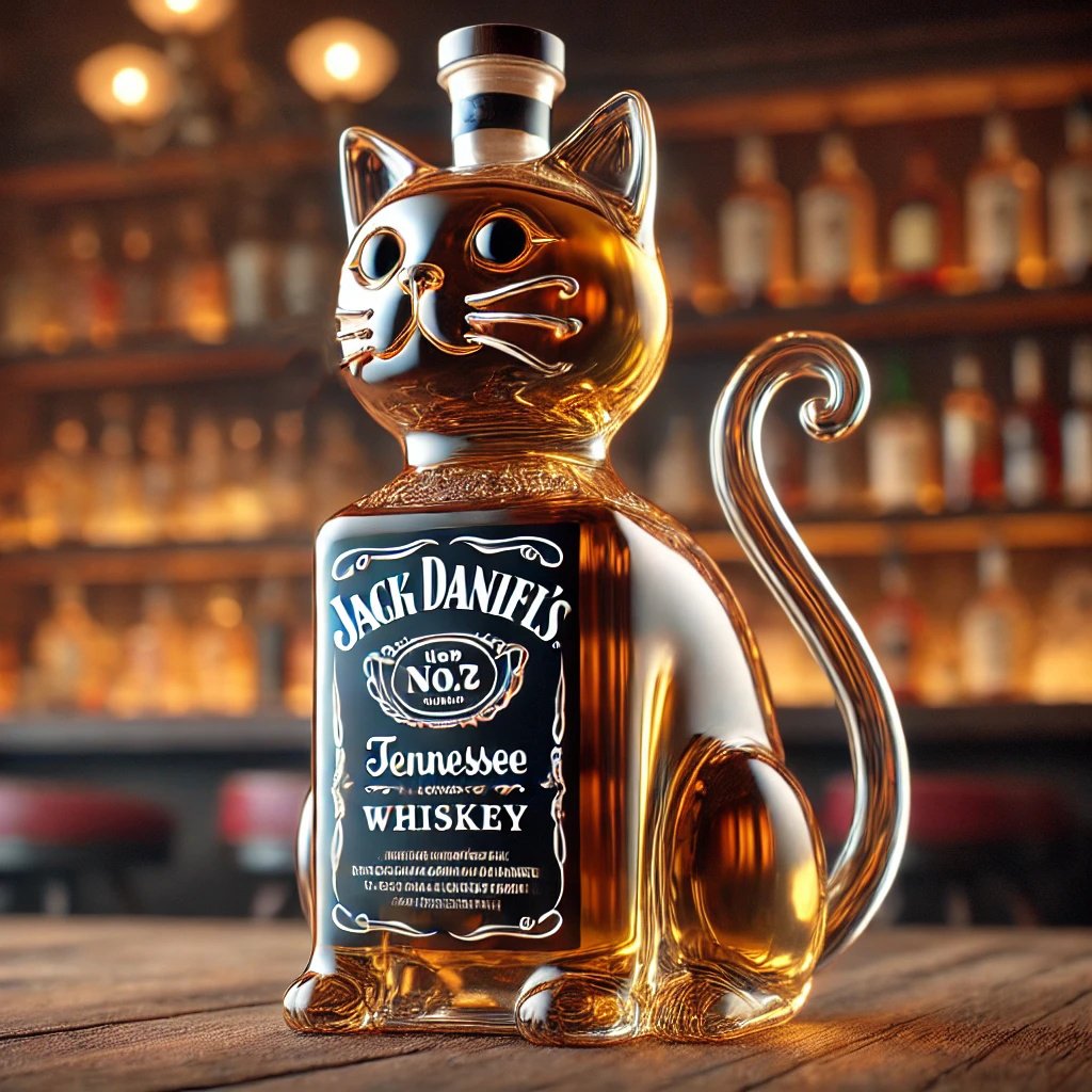 Funny Whiskey Cat Bottle Ornaments