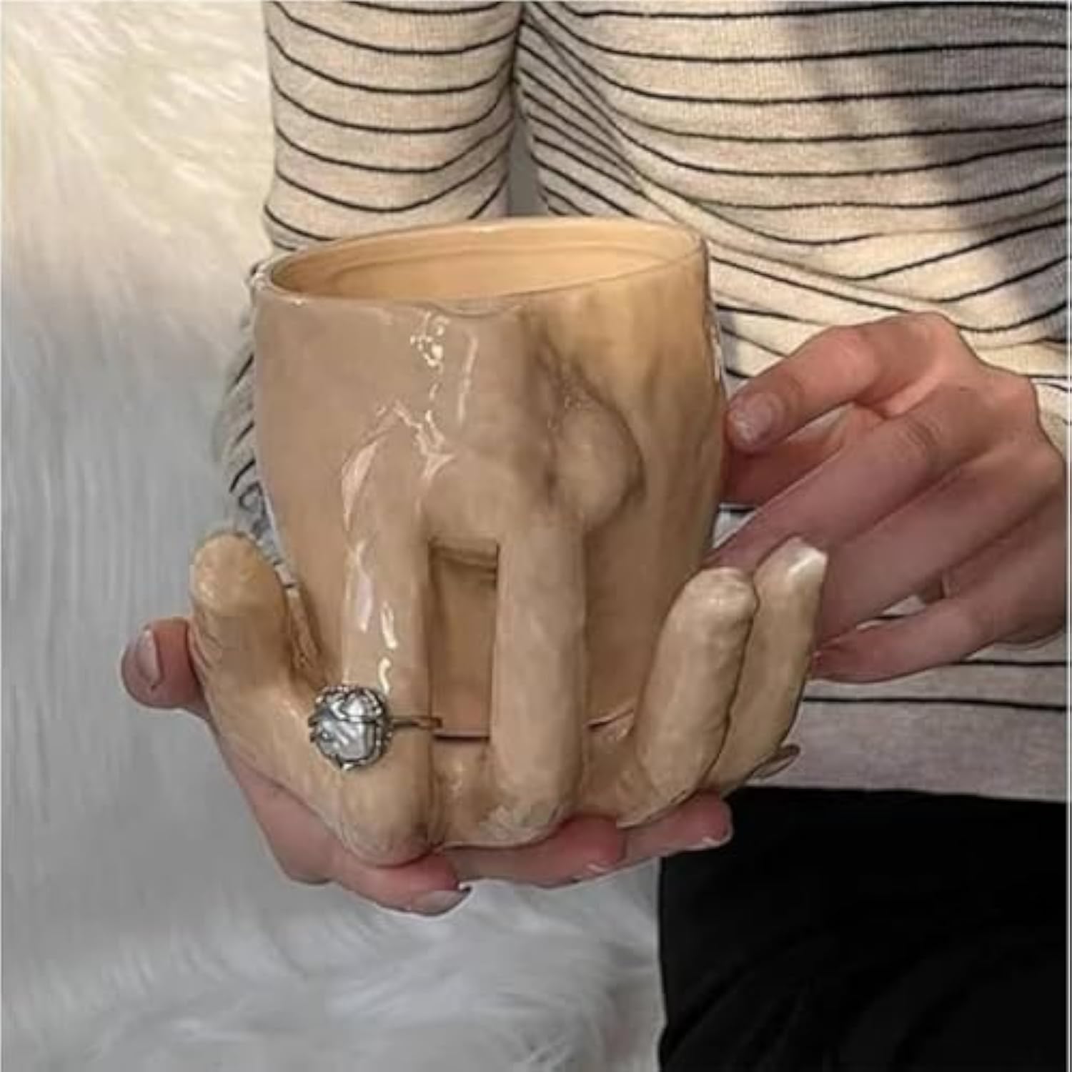 Nose Mug And Plate Set Funny Nose Mug Ring Holder