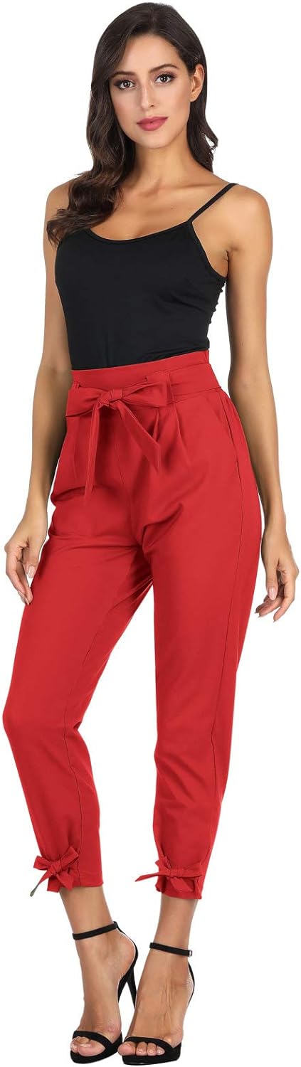 GRACE KARIN Womens Casual High Waist Pencil Pants with Bow-Knot Pockets for Work