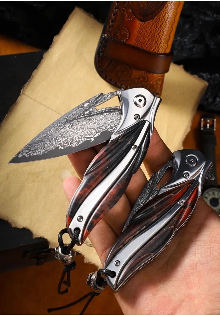 Purely Handmade VG-10 Damascus Folding Knife | EDC Camping Tool