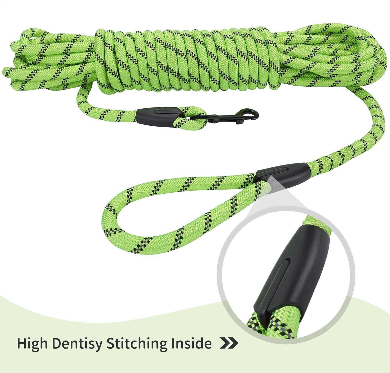 Hi Kiss Dog/Puppy Obedience Recall Training Agility Lead - 15ft 20ft 30ft 50ft 100ft Training Leash - Great for Play, Camping, or Backyard - Black 30ft