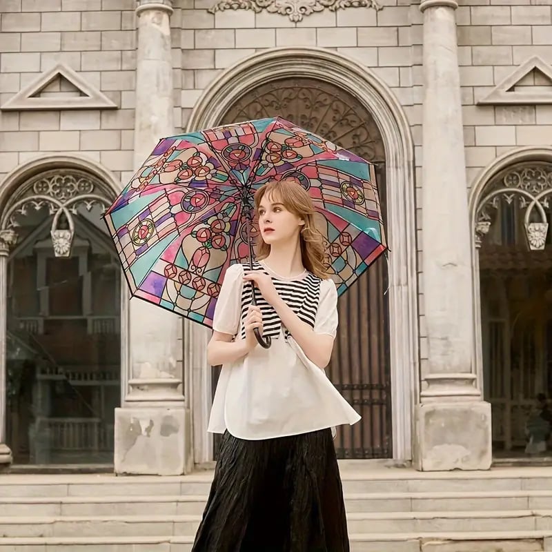 (🌲Early Christmas Sale- 49% OFF) Vintage Stained Glass Automatic Umbrella