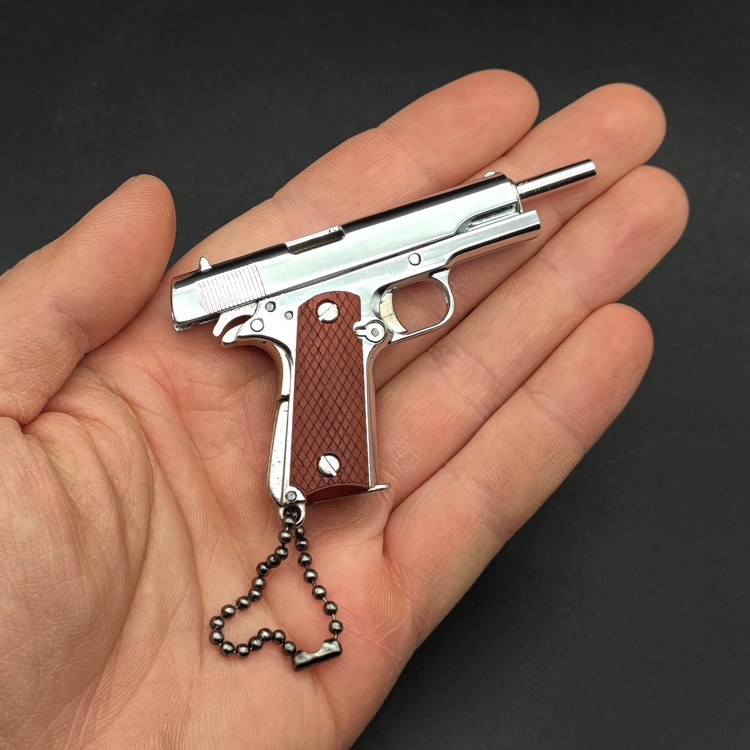 Bright Silver M1911 Model Keychain