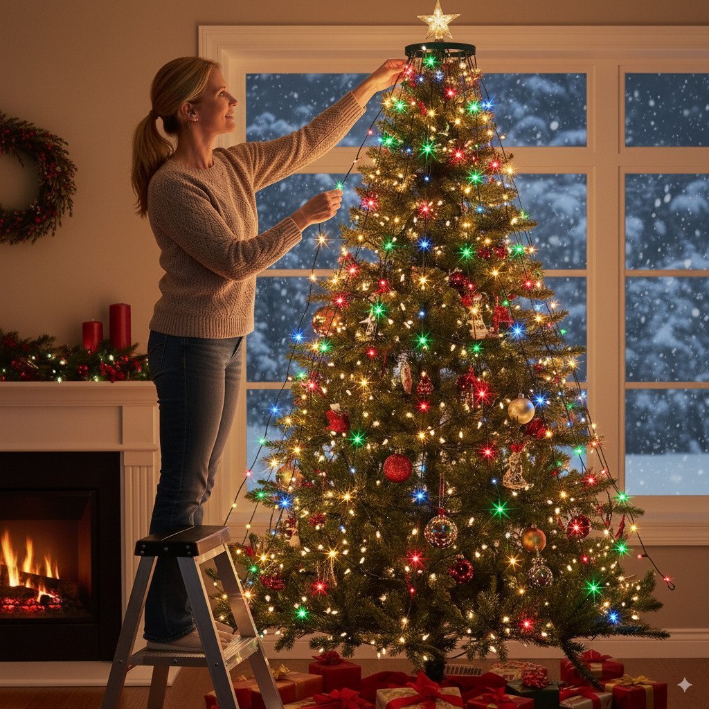🔥Letzter Tag Verkauf 49% Rabatt🎄Weihnachtsbaum-Wasserfalllichter mit Ring(Wasserdicht)