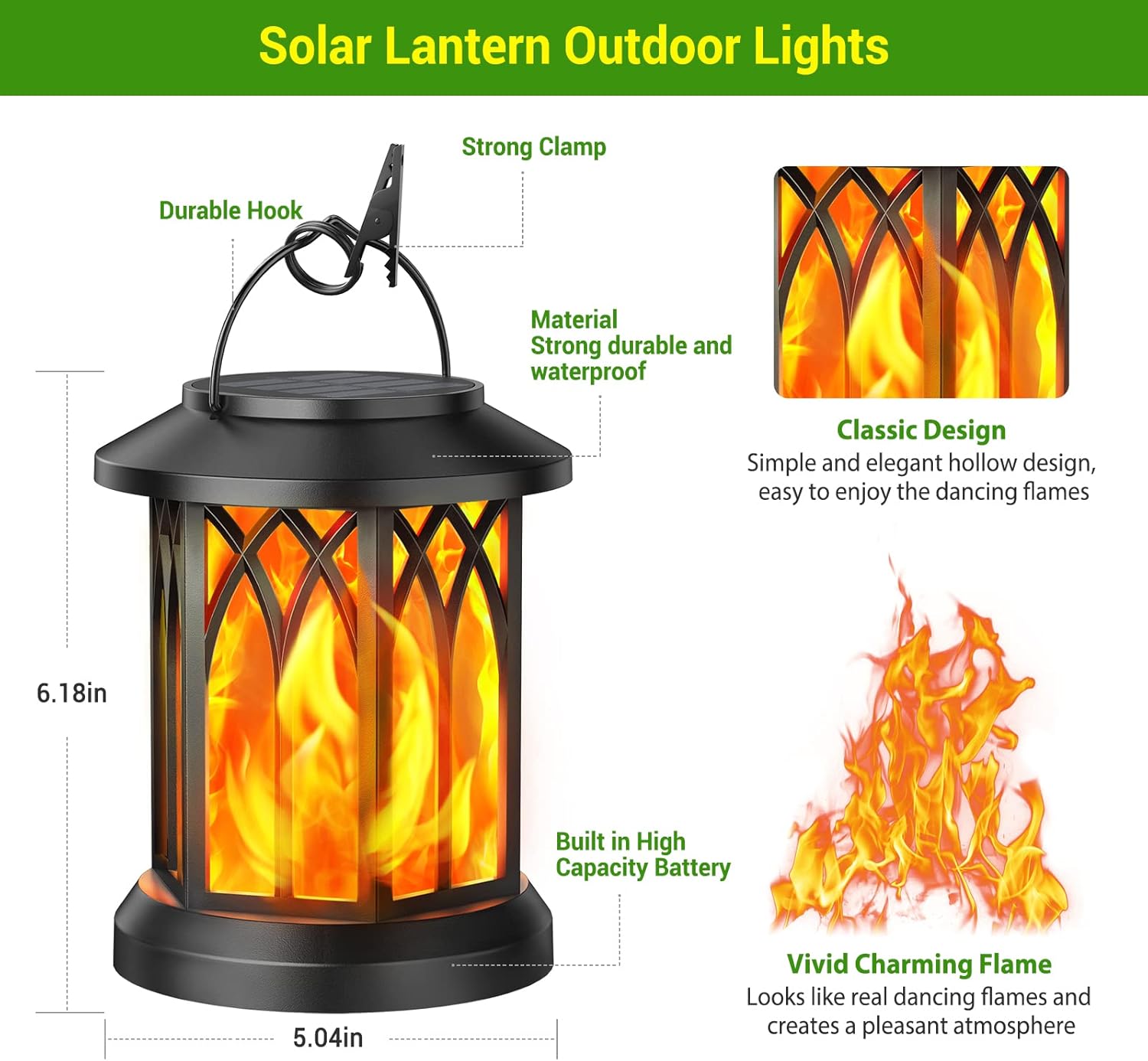 💥LAST DAY SALE 50% OFF💥Flickering Flame Solar Lantern Outdoor Waterproof Light⚡BUY 2 FREE SHIPPING