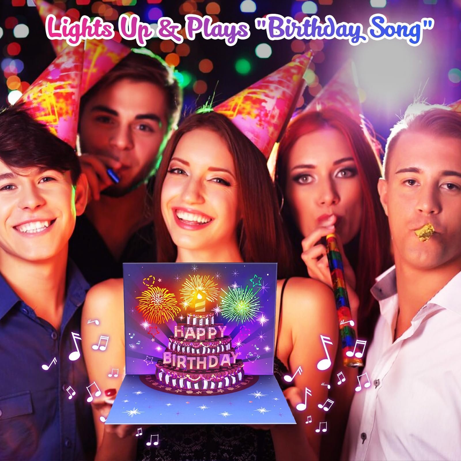 🎁TikTok Last Day Sale - 70% OFF🔥Fireworks Pop Up Cake Light and Music Happy Birthday Card Gift