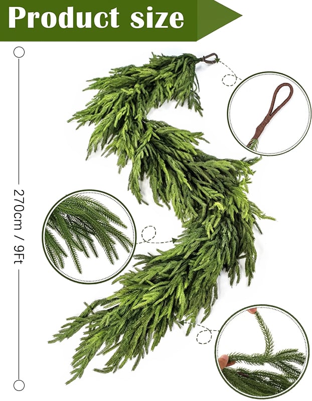 🔥Early Christmas Sale 50% OFF🌲Real Touch Norfolk Pine Garland