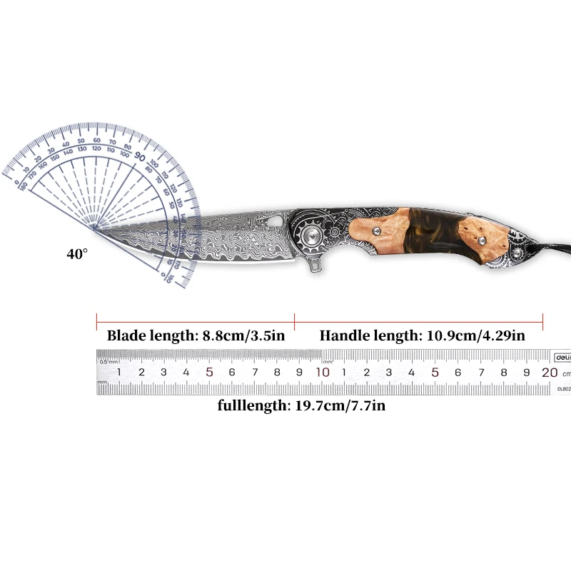 Handmade Damascus Folding Knife | For Men & Women | Camping & Travel