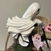 💥LAST DAY SALE 50% OFF💥Ghost With Pink Pumpkin Riding Bicycle Halloween Decor