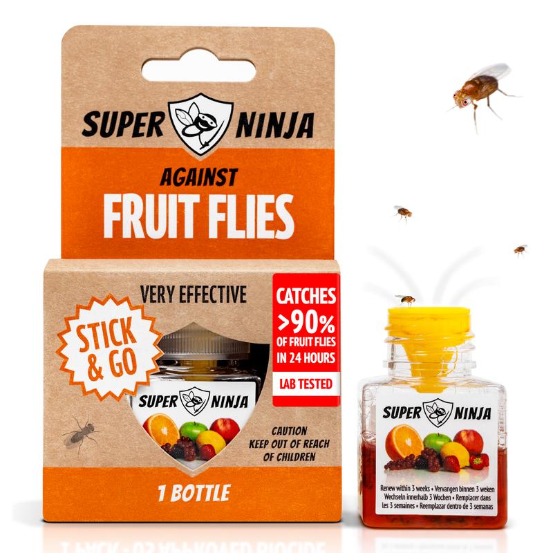 Super Ninja Fruit Fly Trap - Highly Effective Indoor Traps - Up to 3 Weeks per Bottle