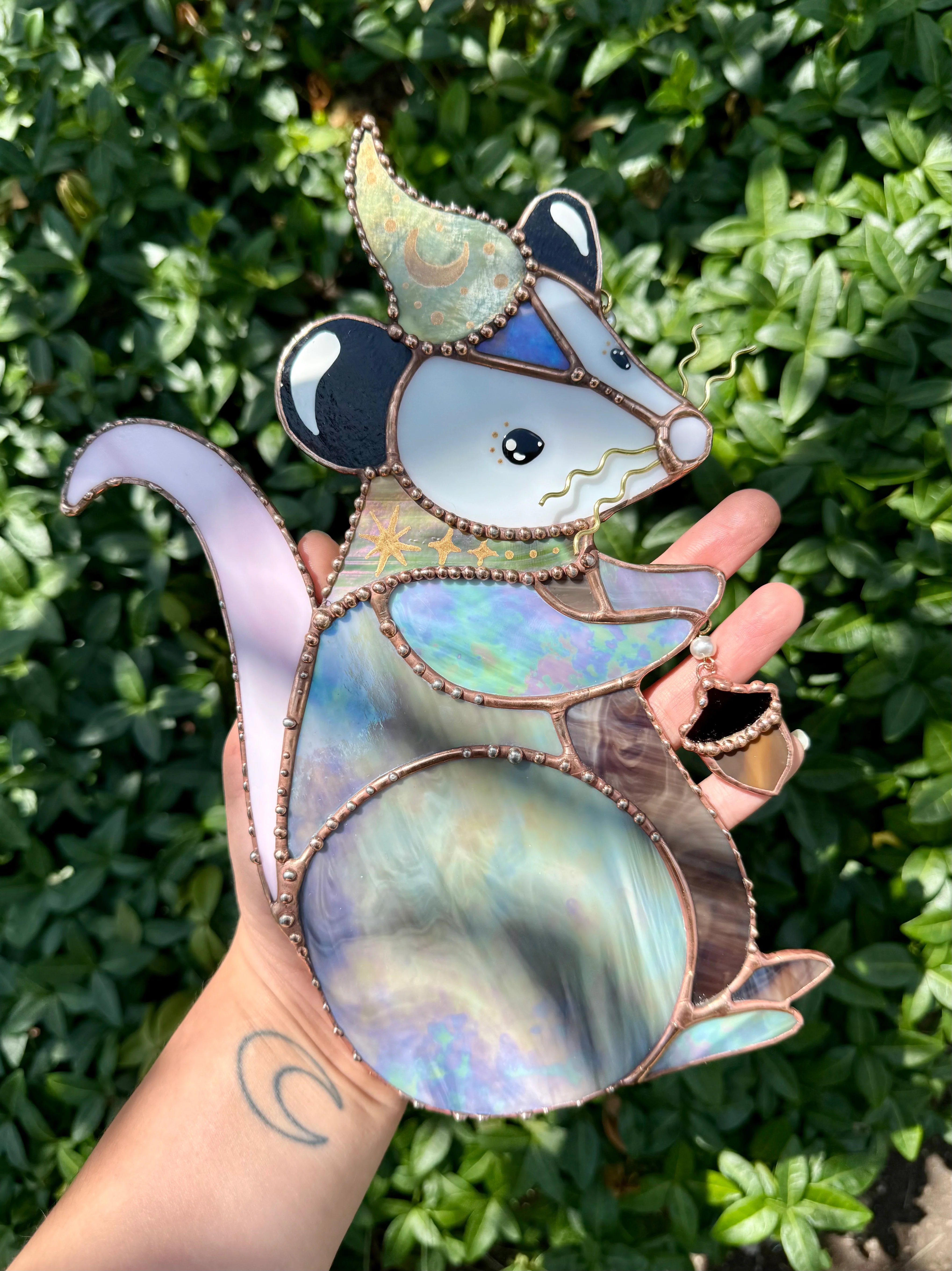 🎁TODAY ONLY!!🔥70% Off Clearance Sale!🐿️ Acorn Wizard Possum Stained Glass Suncatcher