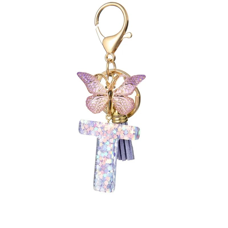 🔥Last Day 50% OFF - Butterfly Letter Keychain Tassel Design Vibrant Durable Lightweight Gift