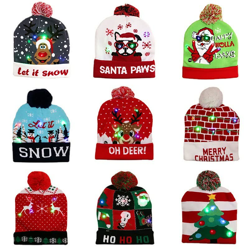 (🎄🎅 Christmas Early Special Offer -50% OFF) 🎅Christmas Colorful Glowing Knitted Hats, Buy 3 Free Shipping