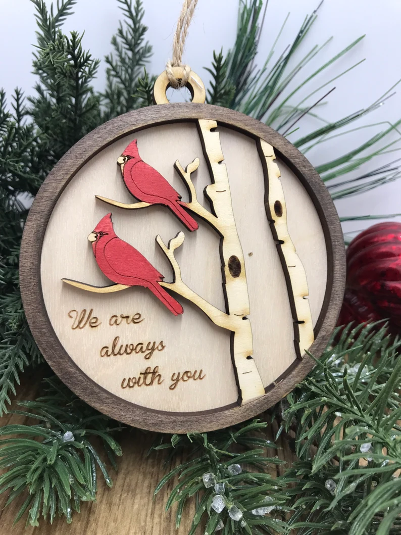 Handmade Cardinals Memorial Ornamen