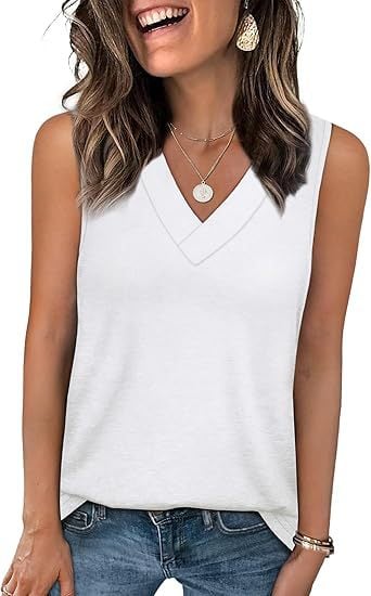 🔥Letzter Tag 70% Rabatt ✨Damen ärmellos V-ausschnitt Abnehmen lockere Passform Casual Tank Top T-Shirt