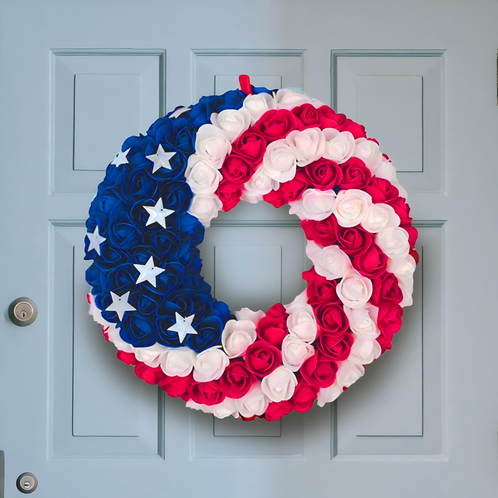 Handmade Red White and Blue Roses Patriot Wreath - Limited Edition