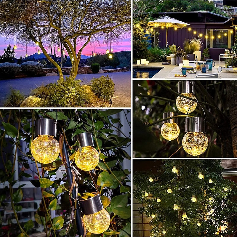 💖Mother's Day Promotion 48% OFF-🎁-Multicolor Crackle Glass Hanging Solar Lights