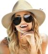 FURTALK Sun Hats for Women Summer Wide Brim UV UPF 50+ Panama Fedora Foldable Packable Straw Beach Hat