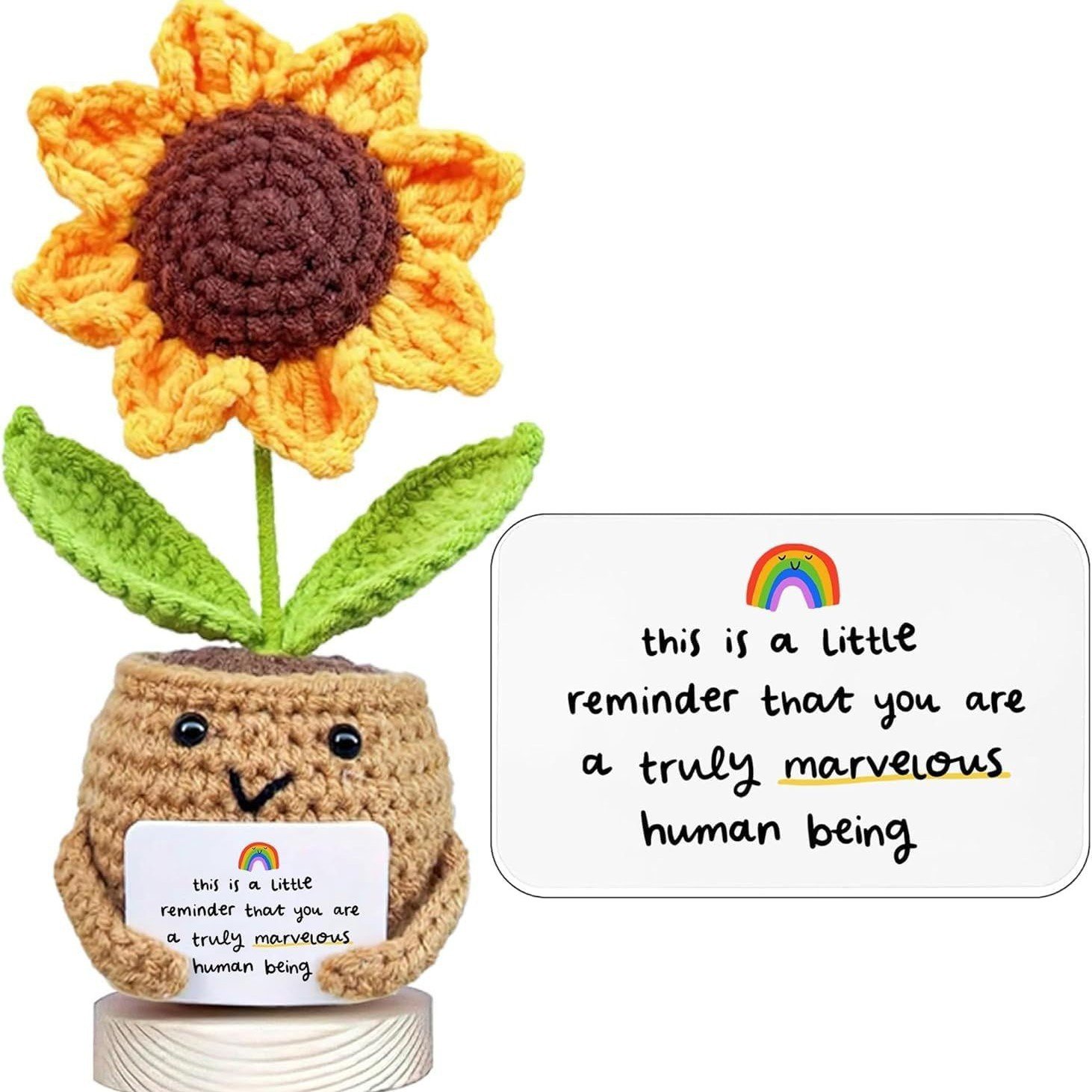 💥LAST DAY SALE 50% OFF💥Handmade Positive Sunflower Doll Crochet with Card