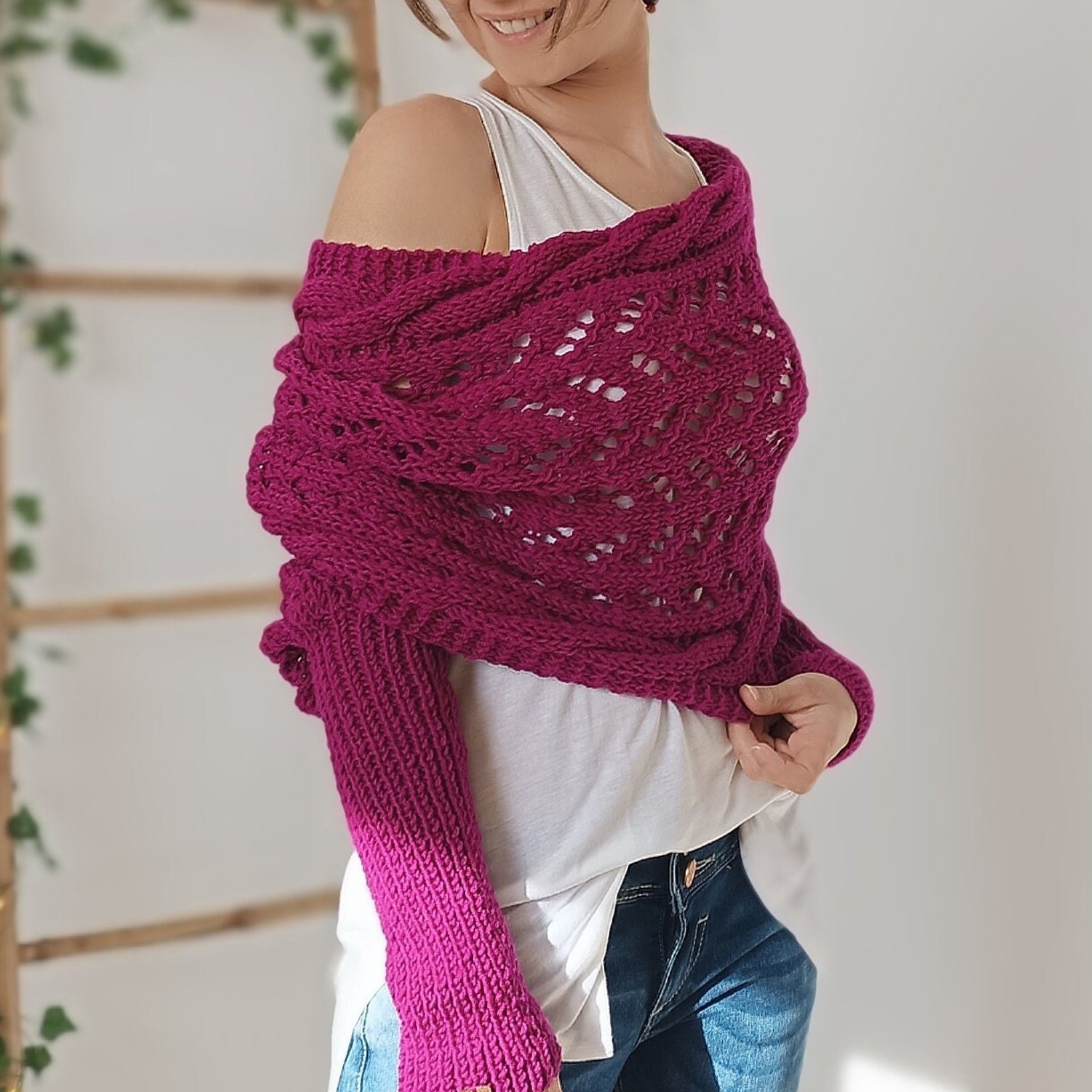 TikTok Last Day Promotion -70% OFF🎉Scarf With Sleeves, Knitted Cable Wrap