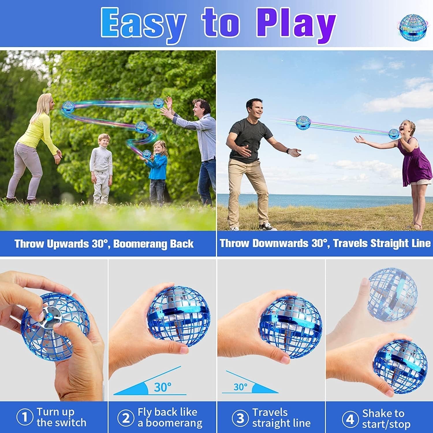 (🌲EARLY CHRISTMAS SALE - 🎁Buy 2 Get 1 FREE) Flynova Pro, Flying Orb Ball, Hand Controlled Boomerang Hover Ball