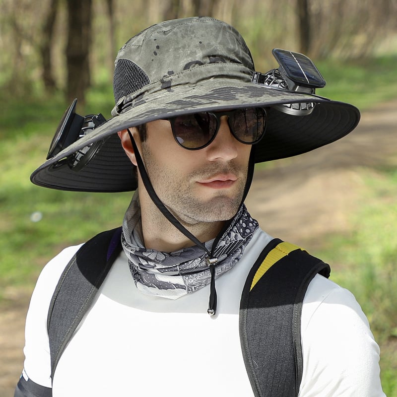 🔥Wide Brim Solar Outdoor Fishing Hat & USB Charging