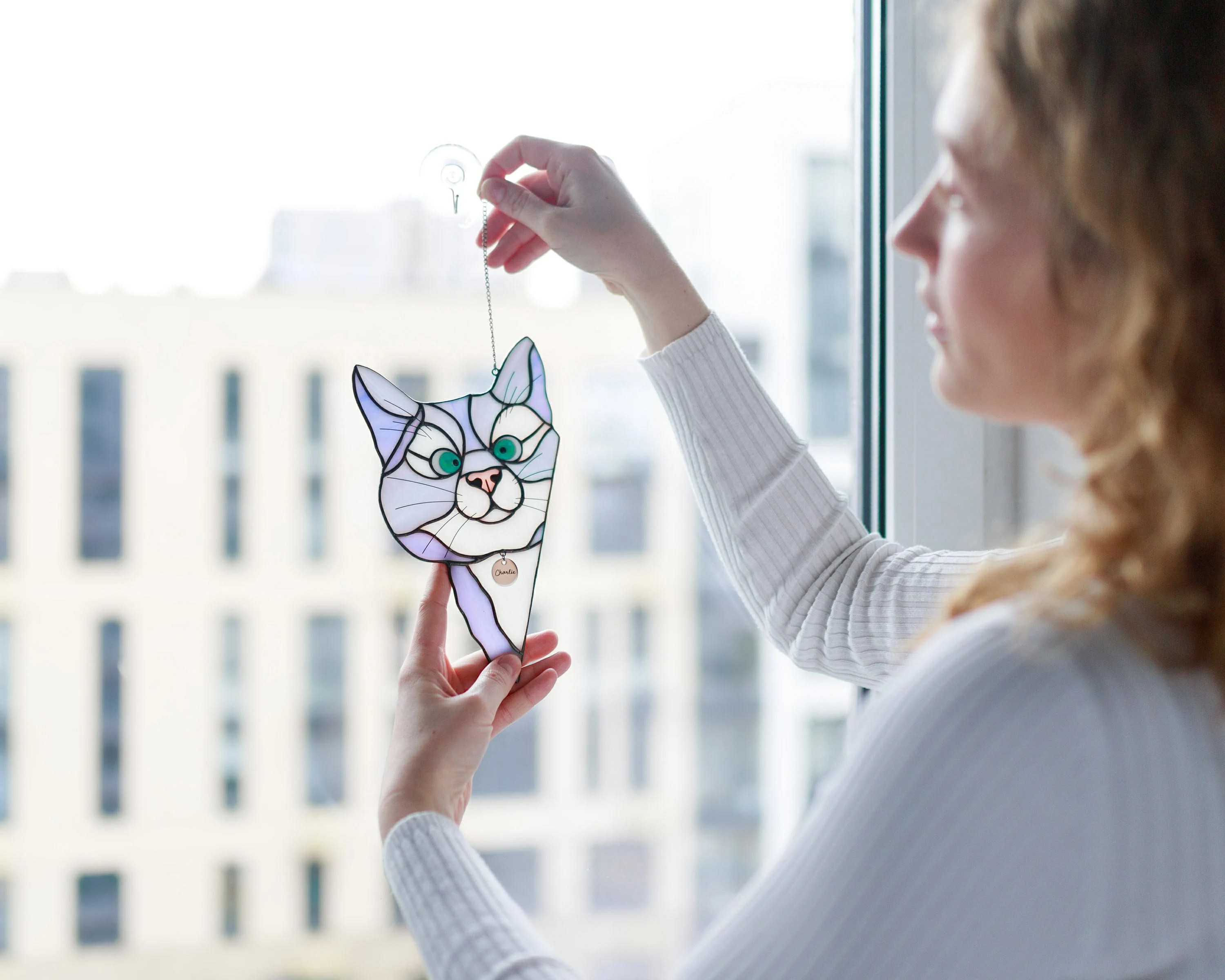 🎄Early Christmas Sale 49% OFF😻Handmade Stained Glass Cat For Window
