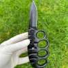 Motifs Knuckle Duster Wooden Handle Folding Knife Defense EDC