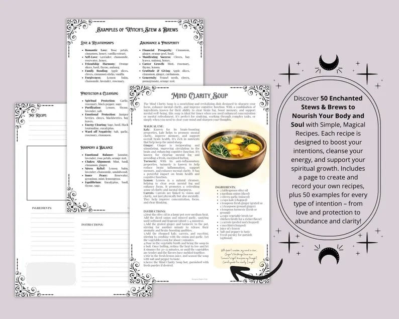 🎁TikTok Last Day Sale - 70% OFF👻🍲WITCH'S STEW & BREWS Decipes：50 Enchanted Recipes for Body and Soul💫