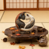 🐈Black and White Cat Yin Yang Art Desk Decor🎁Buy 2 Free Shipping