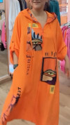 Ladies' Collar Print Hooded Loose Casual Dress