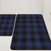 Buffalo Check Plaid Kitchen Rug Set - 2PCS (17x47 & 17x29), Farmhouse Style, Non-Printed Woven Surface, Non-Slip, Machine Washable, Black & White